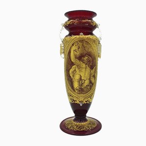 Vase Vénitien Antique en Verre avec Décor Neptune Double Face par GB Ponchino