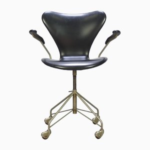 Chaise de Bureau Pivotante First Edition 3217 par Arne Jacobsen pour Fritz Hansen, 1955