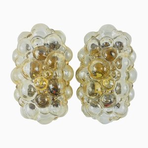 Amber Bubble Glass Wall Lights / Sconces attributed to Helena Tynell for Limburg, Germany, 1960s, Set of 2