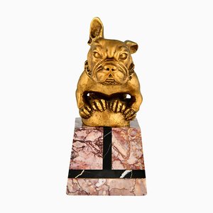 Mascot Art Déco de bronce con bulldog francés de Gaston H. Bourcart., 1925