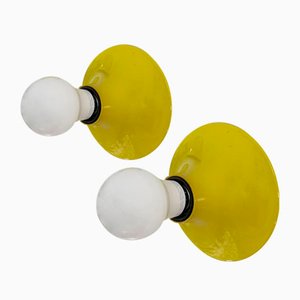 Yellow Teti Wall Lamps by Vico Magistretti for Artemide, 1960s-1970s, Set of 2