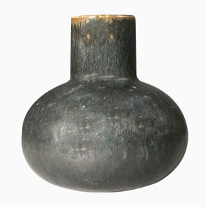 Vase aus Steingut mit Schwarzer Glasur von Carl-Harry Stålhane für Rörstrand