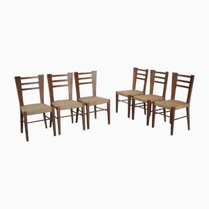 Wood and Rope Chairs by Paolo Buffa, 1950s, Set of 6
