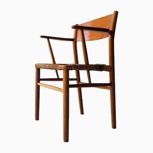 Oak, Teak and Rope Armchair attributed to Borge Morgensen for Søborg Møbelfabrik, 1950s