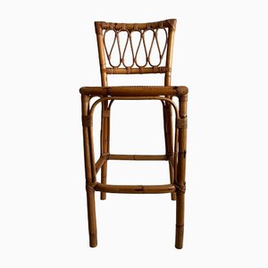 Bamboo and Cane High Stool, 1960s