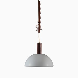 Adjustable Rosewood Pendant Light with Metal Shade by Svend Aage Holm Sørensen, 1960s