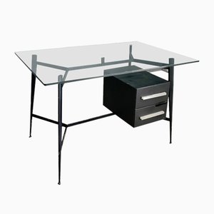 Vintage Desk in Glass and Metal, 1970s