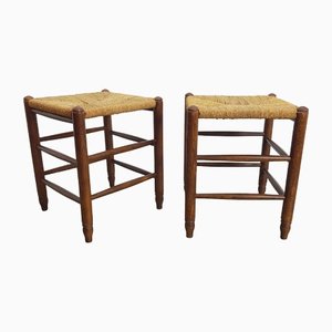 Mid-Century Danish Papercord and Rope Beech Stool, 1960s, Set of 2