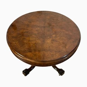Tavolo ovale antico vittoriano in radica di noce, metà XIX secolo