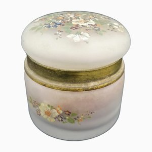 Antique Glass Dressing Table Boxes with Painted Flowers