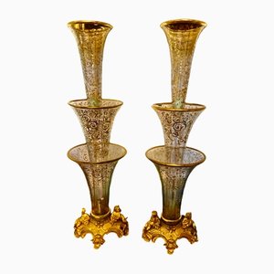 19th Century French Glass Centrepieces, Set of 2