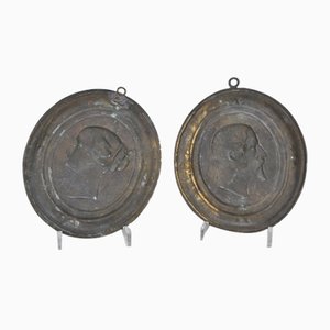 Napoleon III & Eugénie Medaillons, 19. Jh., Bronze, 2er Set