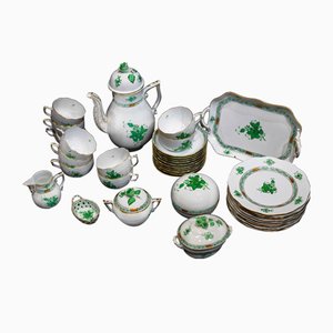 Green Appony Coffee Service from Herend, Set of 36