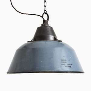 Hungarian Industrial D Pendant Light, 1950s