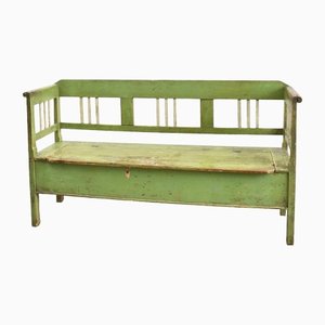 Hungarian Pale Green Settle Bench, 1920s, Set of 2