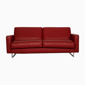 Red Leather 2-Seater Sofa from Christine Kröncke