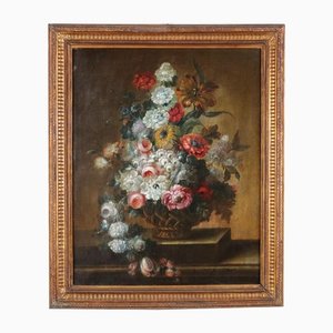Natura morta con fiori, Italia, XX secolo, Olio su tela, Incorniciato