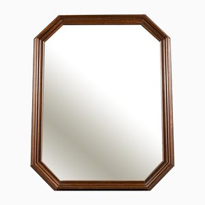 Octagonal Vertical Mirror with Shaped Wooden Frame, 1980s
