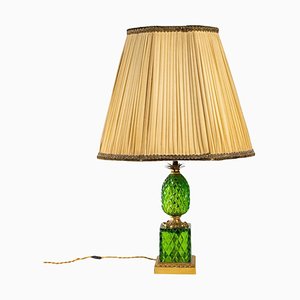 Green Crystal and Bronze Pineapple Lamp