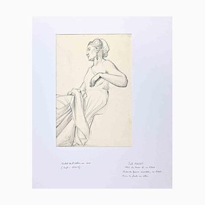 Saul Milliet, Femme, Dessin Original au Crayon, 20ème Siècle