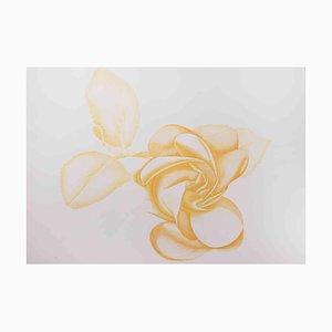 Giacomo Porzano, Yellow Rose, Original Etching, 1972