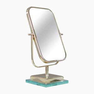 Italian Double Sided Table Mirror in Brass and Glass by Gio Ponti, 1950s