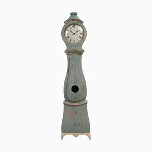 Antique Swedish Long Case Clock in Light Blue, 1700s