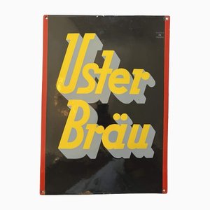 Vintage Emaille Uster Bräu Schild, 1930er