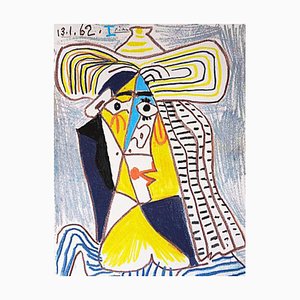 Pablo Picasso, kubistische Figur mit Hut, Lithografie auf Arches Papier, 1960er