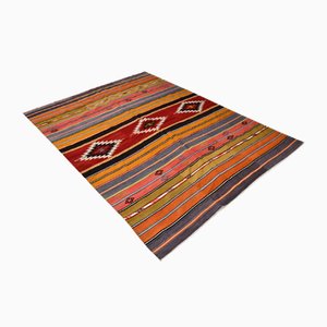 Tapis Kilim Rouge, Vert et Orange