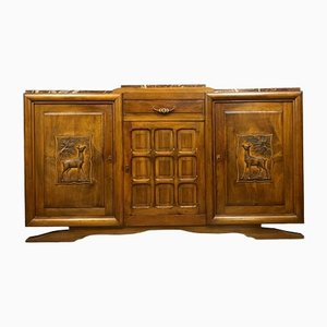 Art Deco Sideboard with Relief in Walnut in the Style of Marcel Breuer