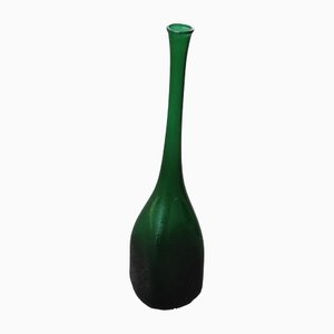 Bottiglia in vetro di Murano verde di Flavio Corroso, anni '60