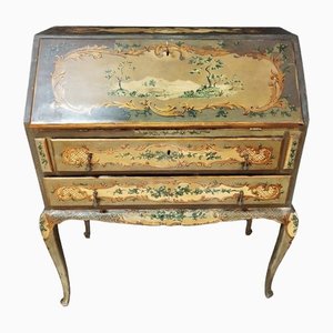Venetian Scriban Desk in Lacquered and Painted Wood