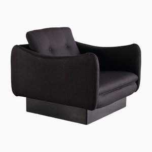 Black Wool & Wood Armchair by Michel Mortier for Steiner, France, 1963