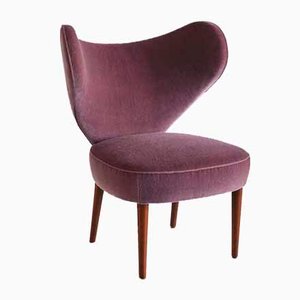 Purple Mohair Heart Chair from Brøndbyøster Furniture, Denmark, 1953