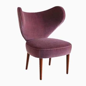 Silla Heart de mohair morado de Brøndbyøster Furniture, Denmark, 1953