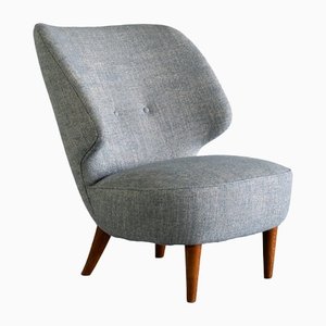 Linen and Elm Easy Chair by Sven Staaf from Almgren & Staaf, 1953