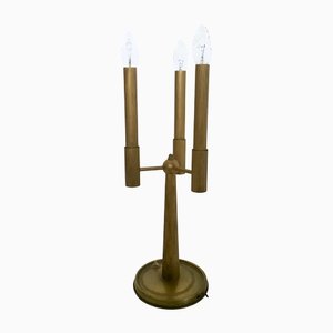 Vintage Three-Arm Brass Table Lamp with Candelabra Design, Italy, 1950s
