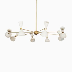 Mid-Century Large Brass Chandelier, 1950s