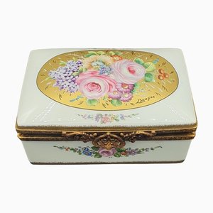 Limoges Porcelain Box with Flower Decor