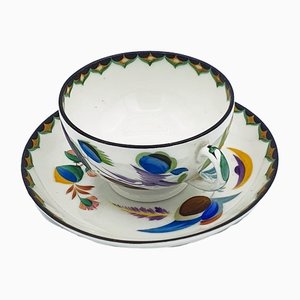 Tazza e piattino imperiali in porcellana di Sergei Chekhonin, Russia, set di 2