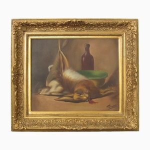 Natura morta, fine XIX secolo, olio su tela, con cornice