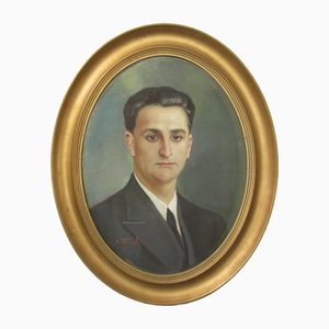 Gragnoli, Oval Portrait, 1936, Oil on Cardboard, Framed