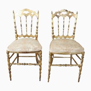 Antique Gilded Wood Chairs from Chiavari, Set of 2