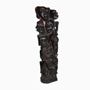 Árbol genealógico de la vida Makonde de ébano tallado, años 50
