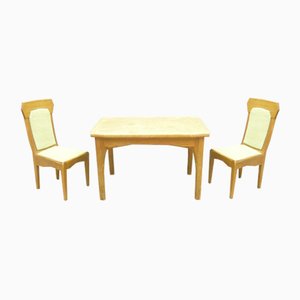 Tavolo da pranzo antroposofico e sedie, anni '30, set di 3