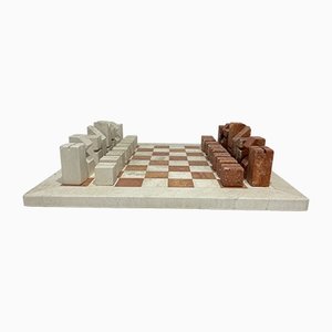 Travertin Schachspiel von Angello Mangiarotti, 1950
