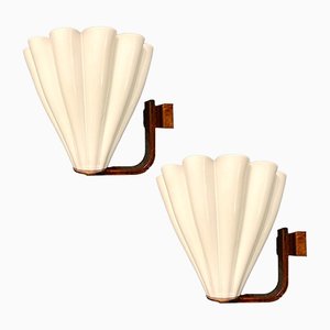Italian Pleated Sconces in Murano Glass, 1970s, Set of 2