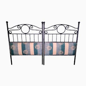 Spanish Headboards in Wrought Iron and Fabric, Set of 2