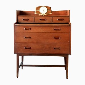 Mid-Century Curvy Dressing Table in Teak with Pull Out Mirror